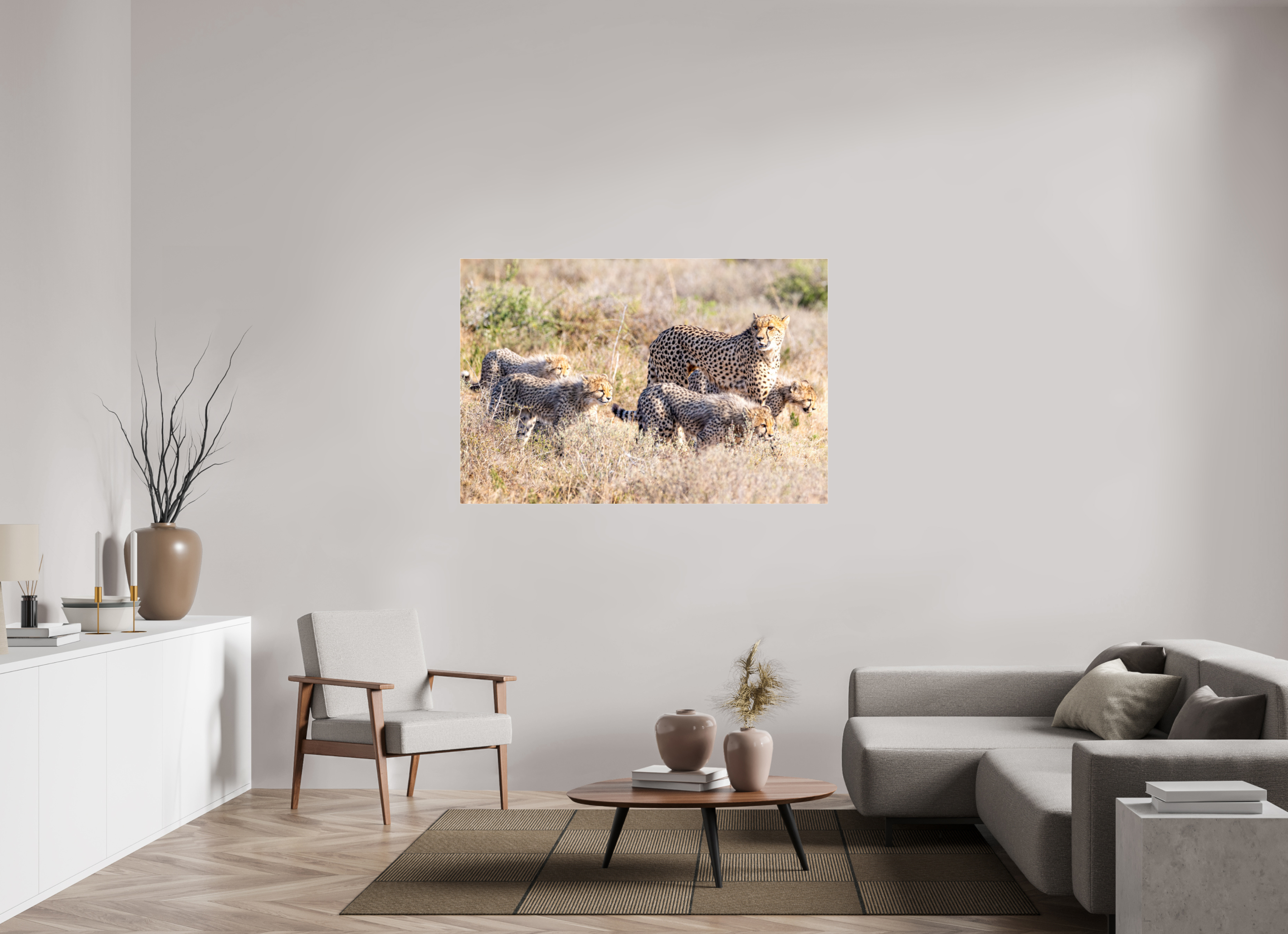 150 x 100 cm, Photo Print Under Acrylic Glass Cheetah and her cubs