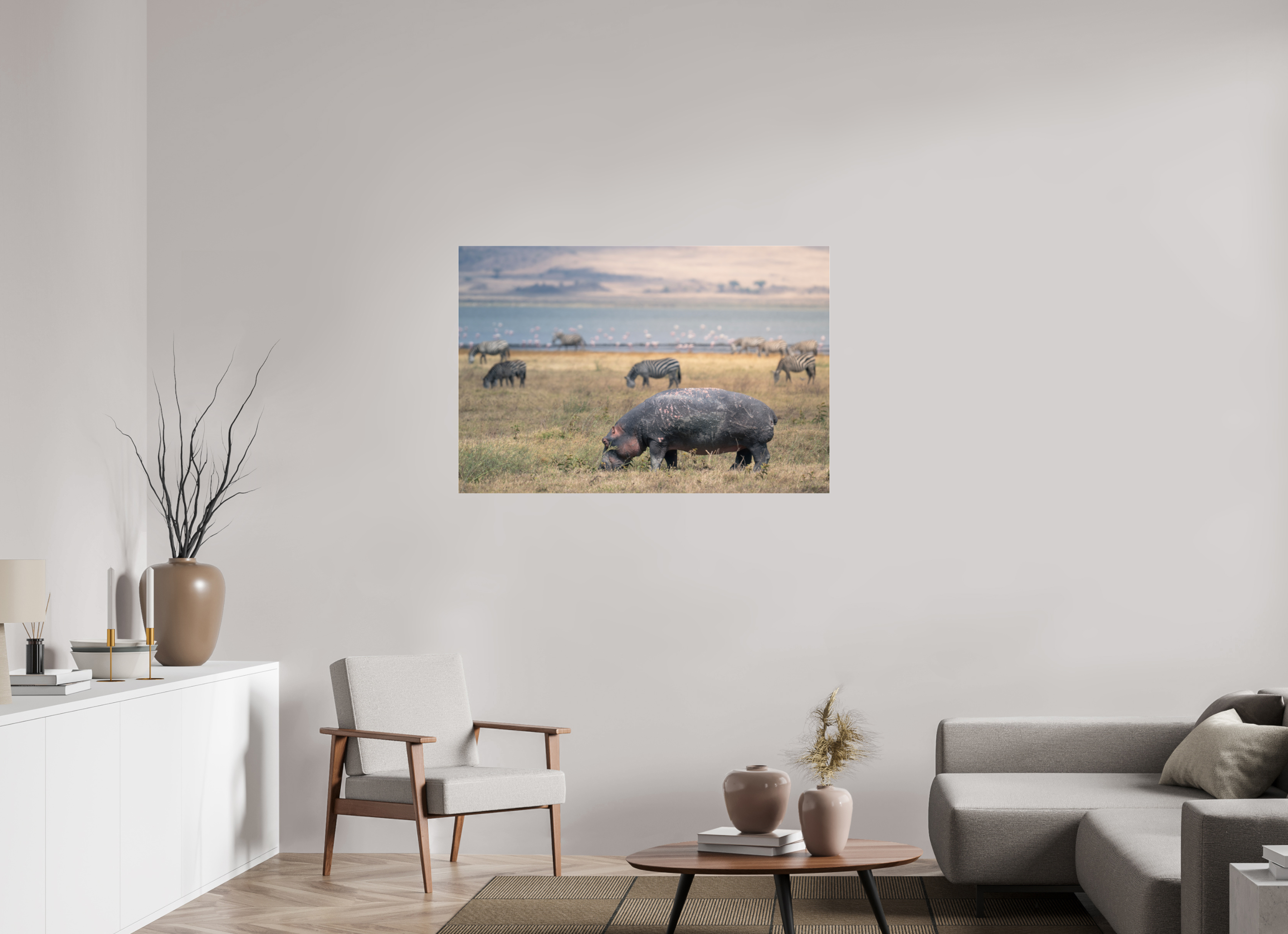 120 x 80 cm, Photo Print Under Acrylic Glass Hippo out of the water