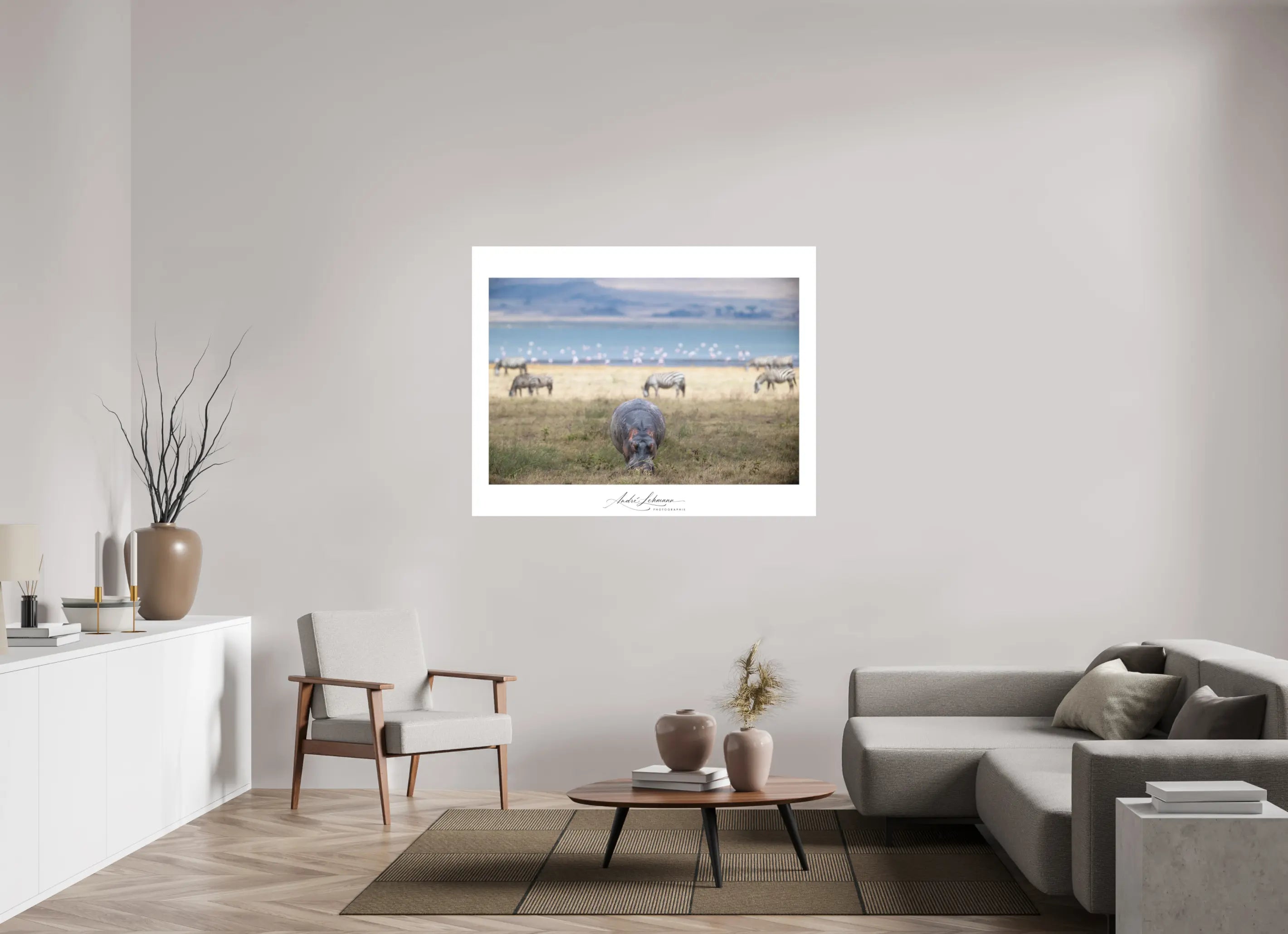 140.3 x 110 cm, Foto-Druck auf Alu-Dibond Hippo granzing (Alu dibond)