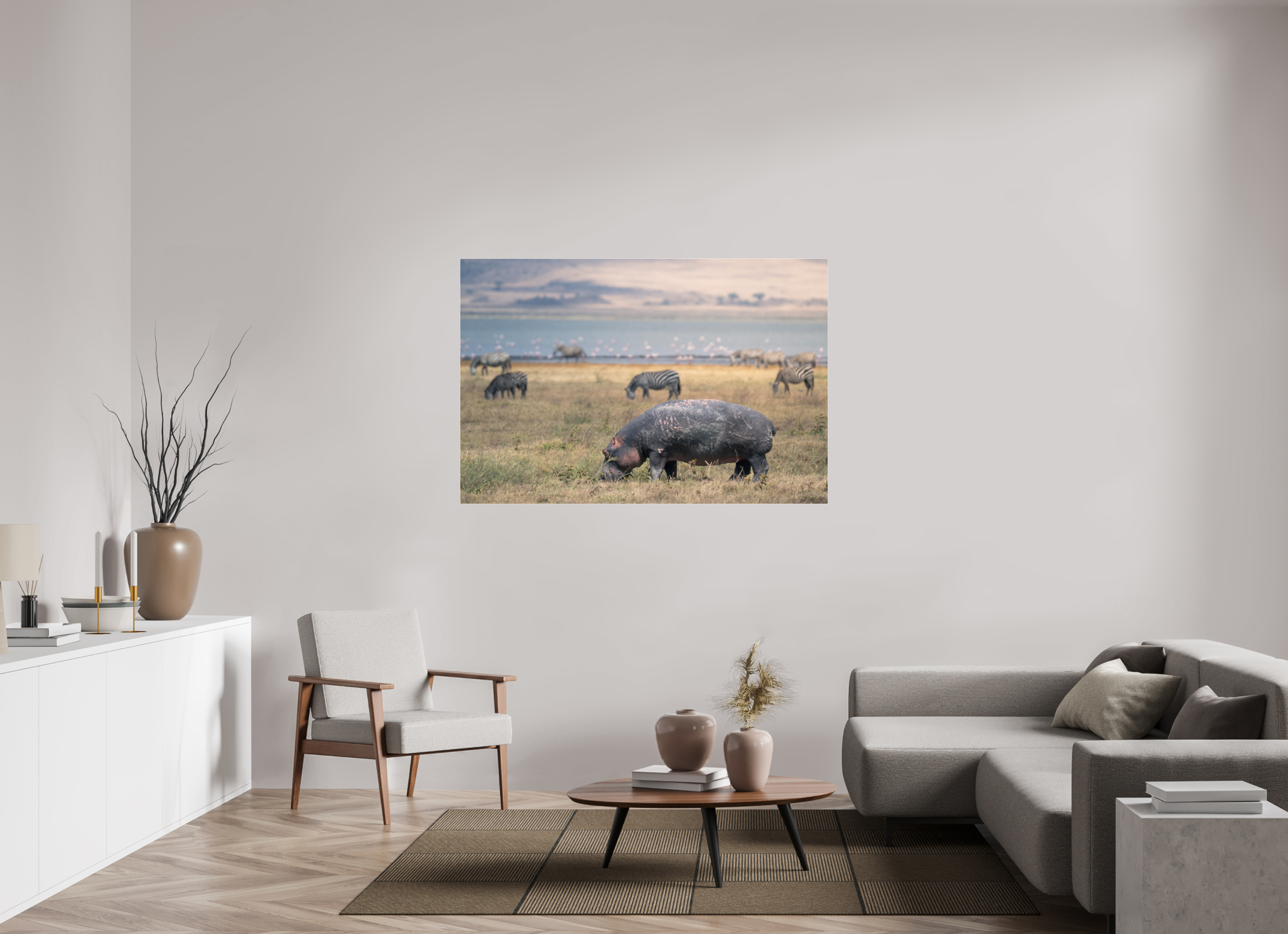 150 x 100 cm, Photo Print Under Acrylic Glass Hippo out of the water