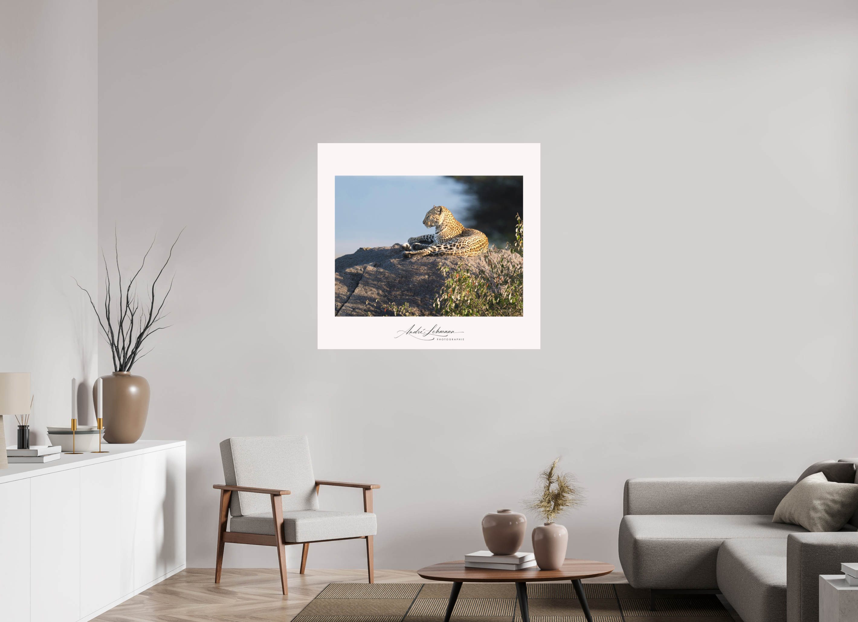 108.1 x 100 cm, Foto-Druck auf Alu-Dibond Leopard scanning the horizon (Alu dibond)