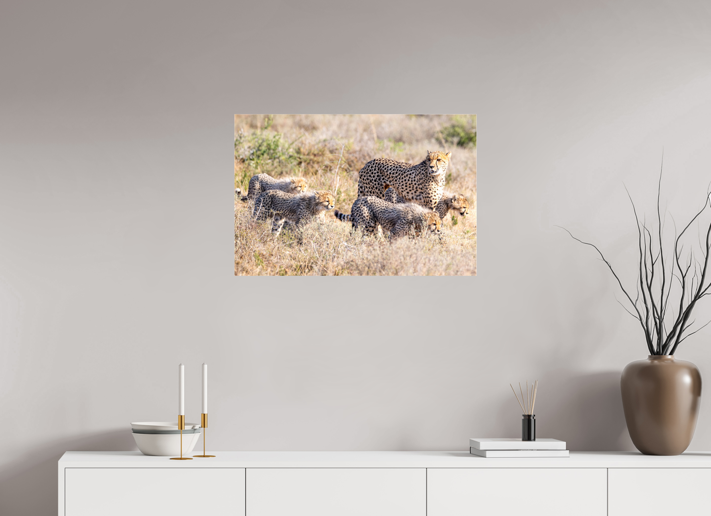 75 x 50 cm, Photo Print Under Acrylic Glass Cheetah and her cubs