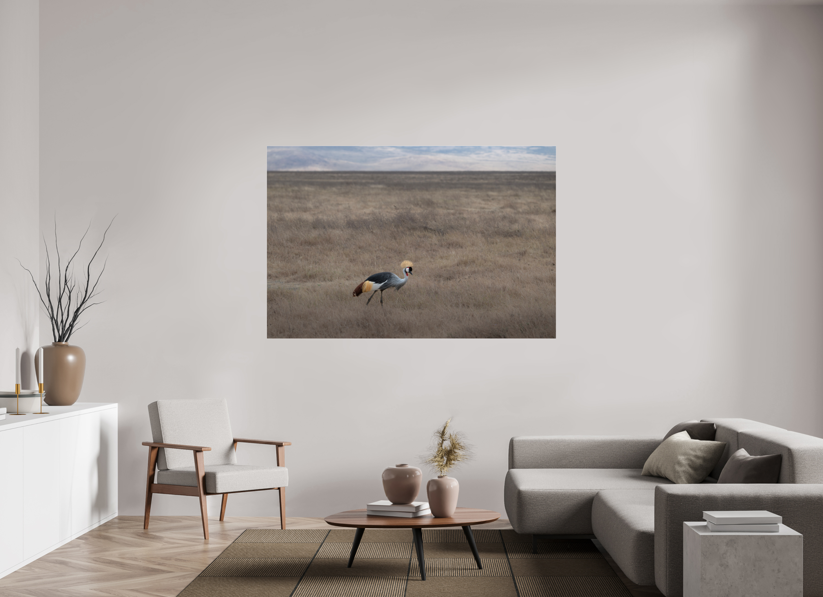 180 x 120 cm, Photo Print Under Acrylic Glass Grey Crowned Crane