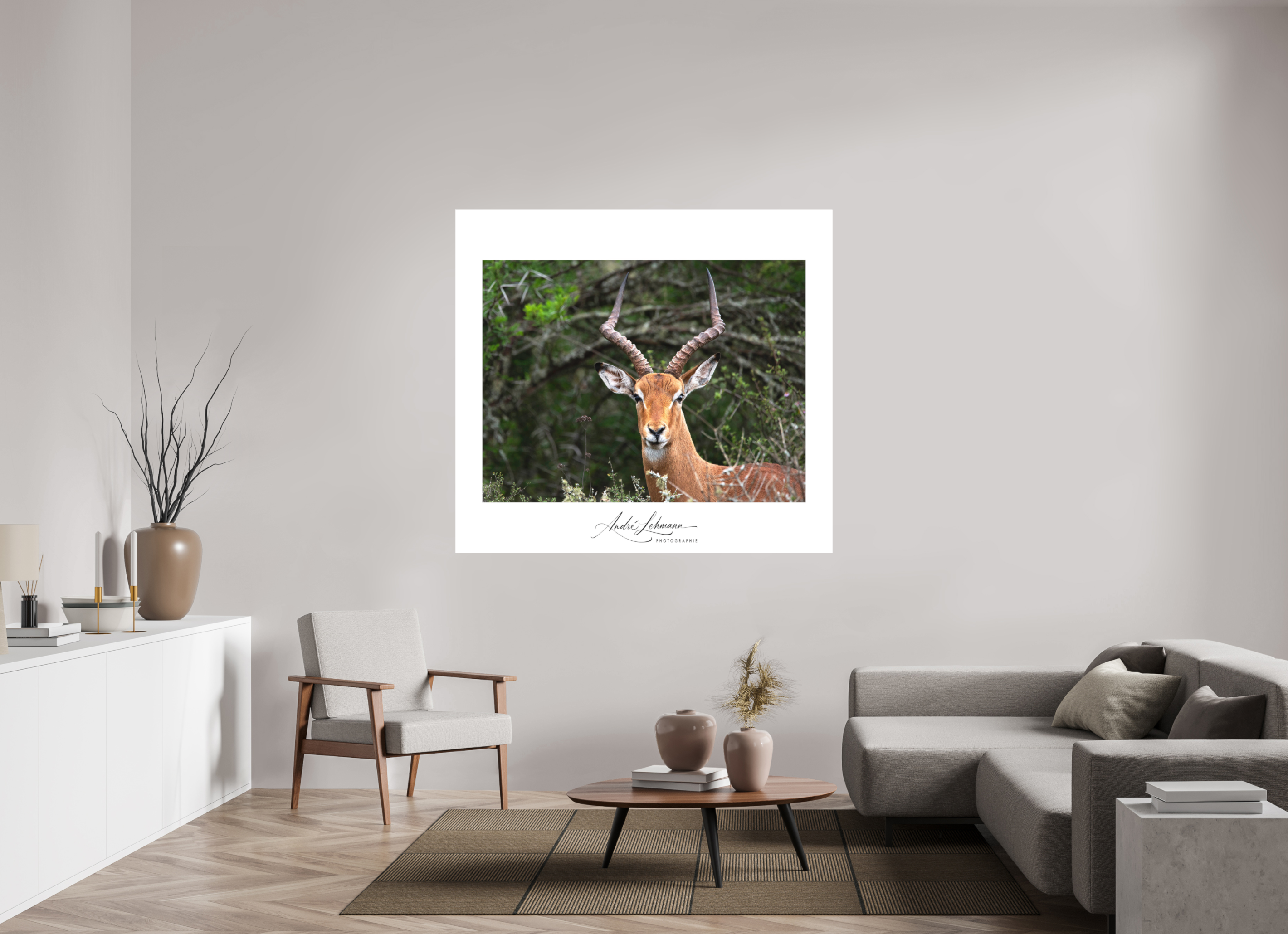 153.8 x 140 cm, Foto-Druck auf Alu-Dibond Impala (Alu Dibond)