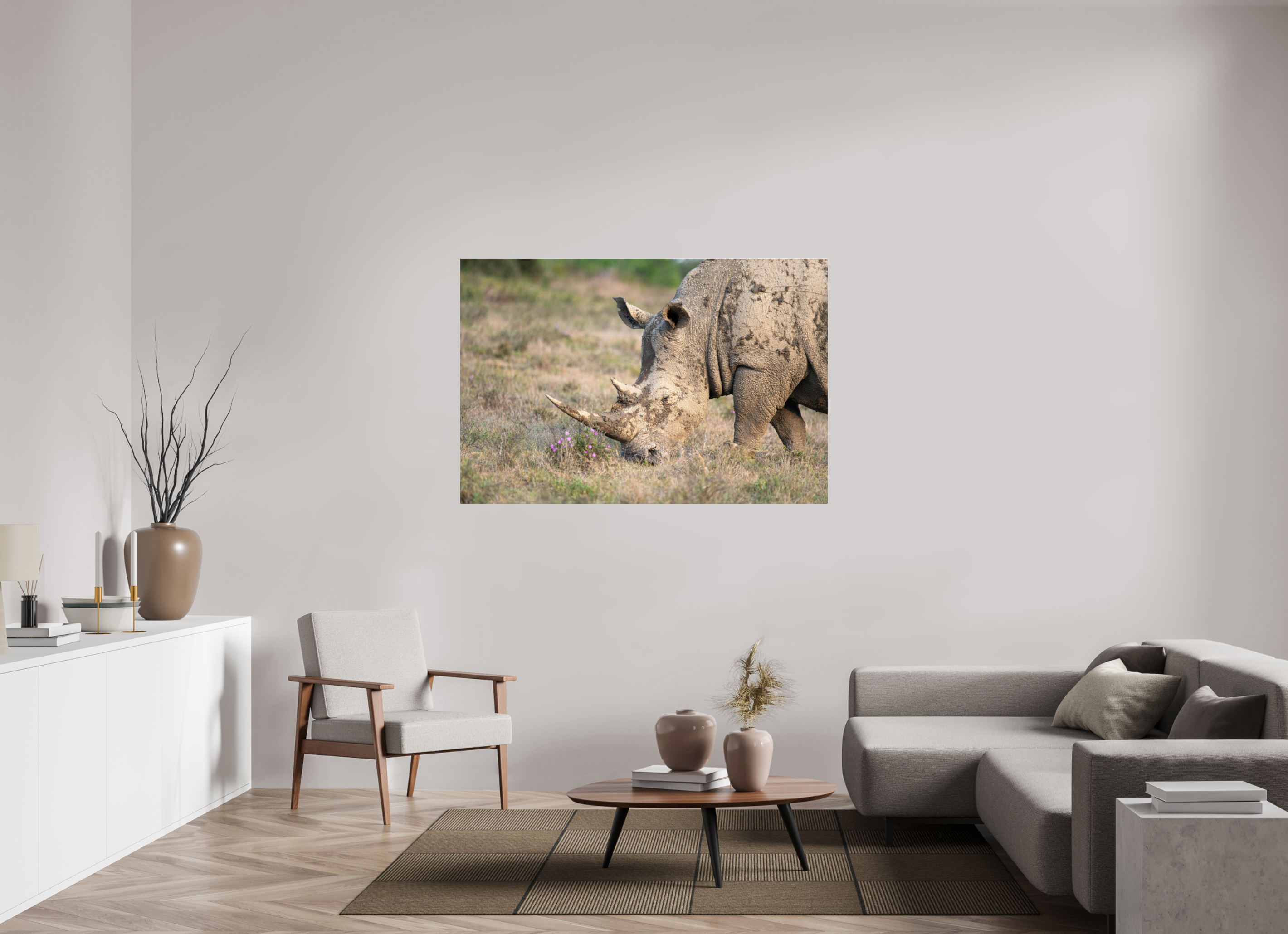 150 x 100 cm, Photo Print Under Acrylic Glass Rhino (no frame)