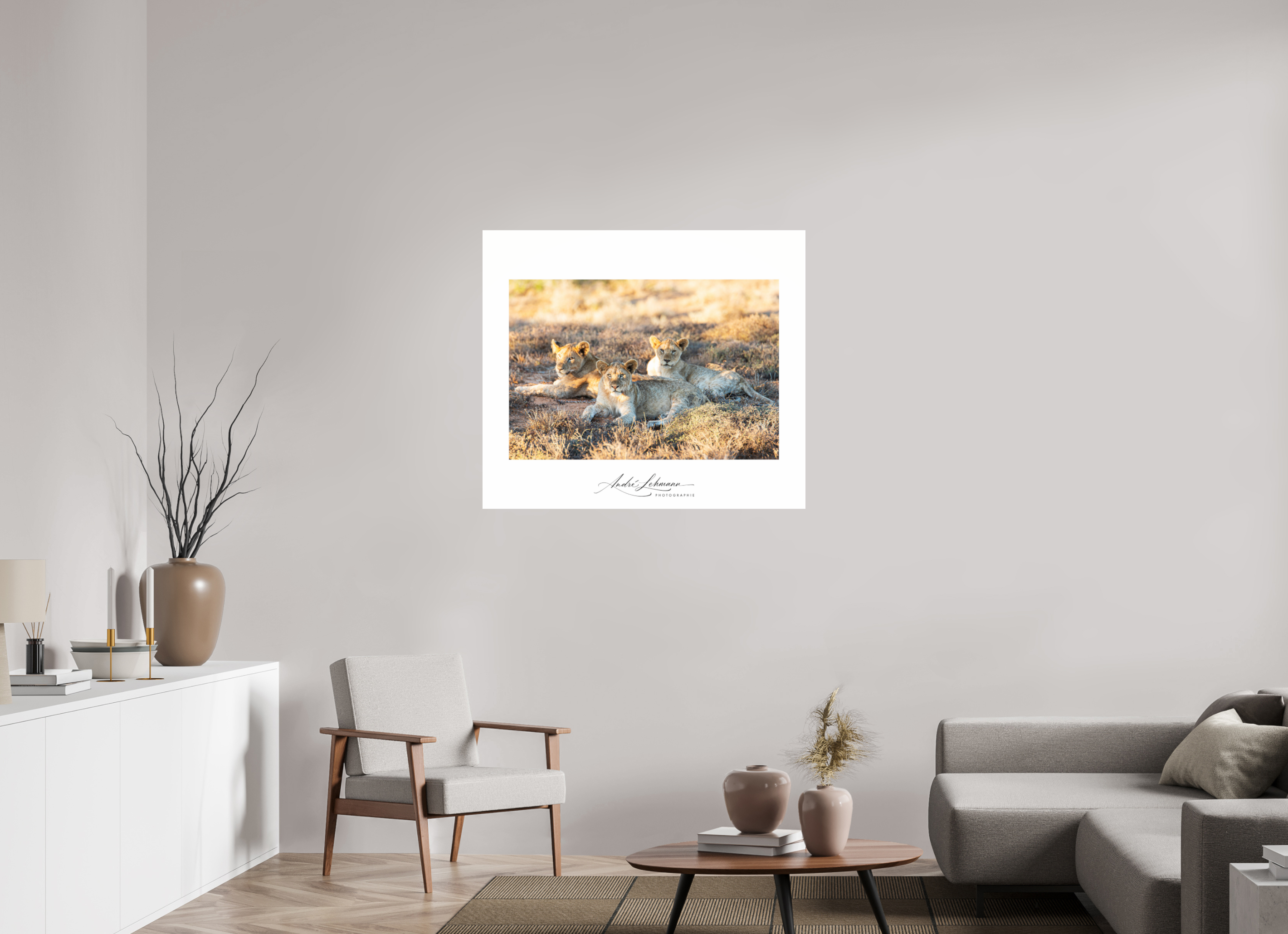 104.3 x 90 cm, Photo Print Under Acrylic Glass Lion Cubs