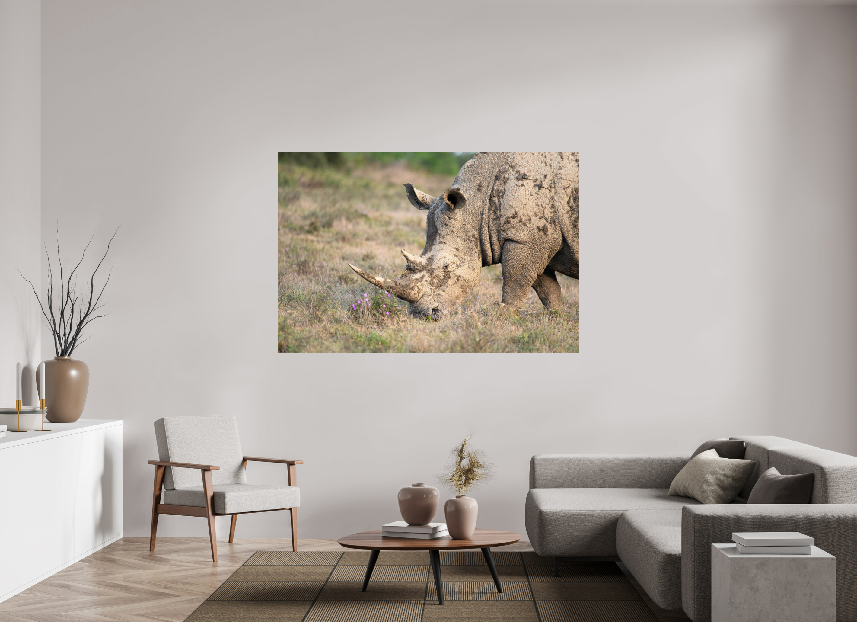 180 x 120 cm, Photo Print Under Acrylic Glass Rhino (no frame)