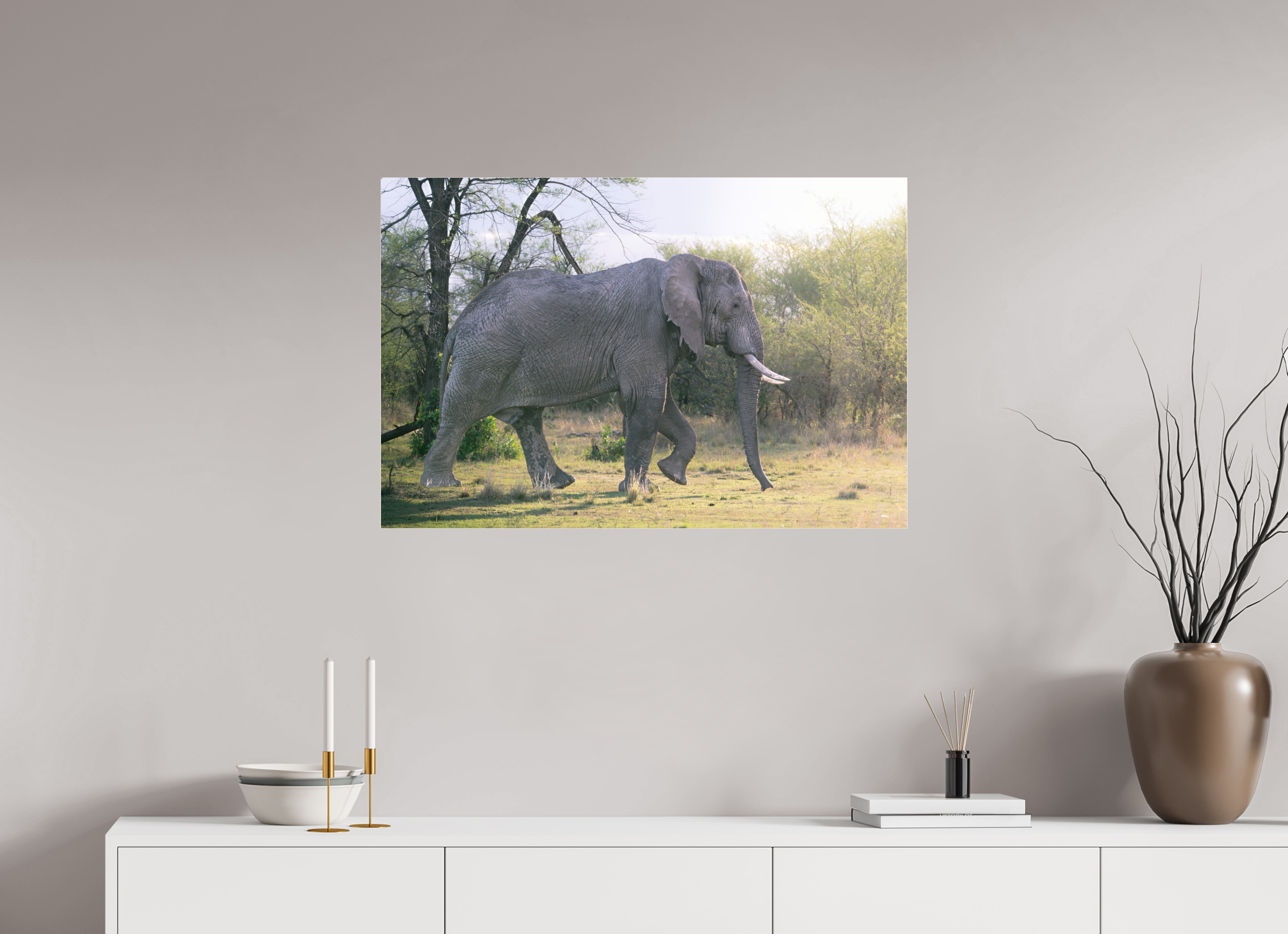 90 x 60 cm, Photo Print Under Acrylic Glass Walking giant (no frame)