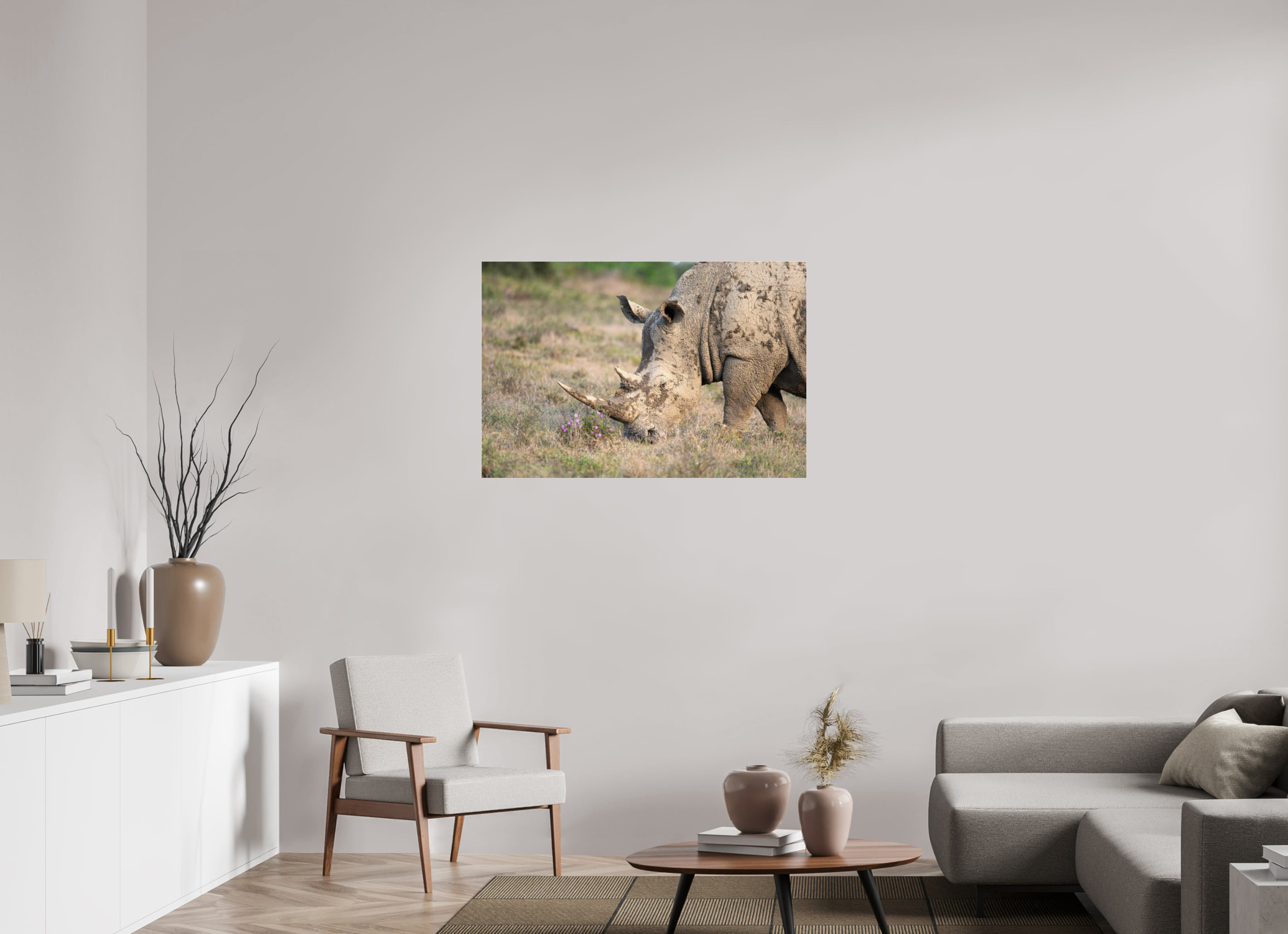 105 x 70 cm, Photo Print Under Acrylic Glass Rhino (no frame)