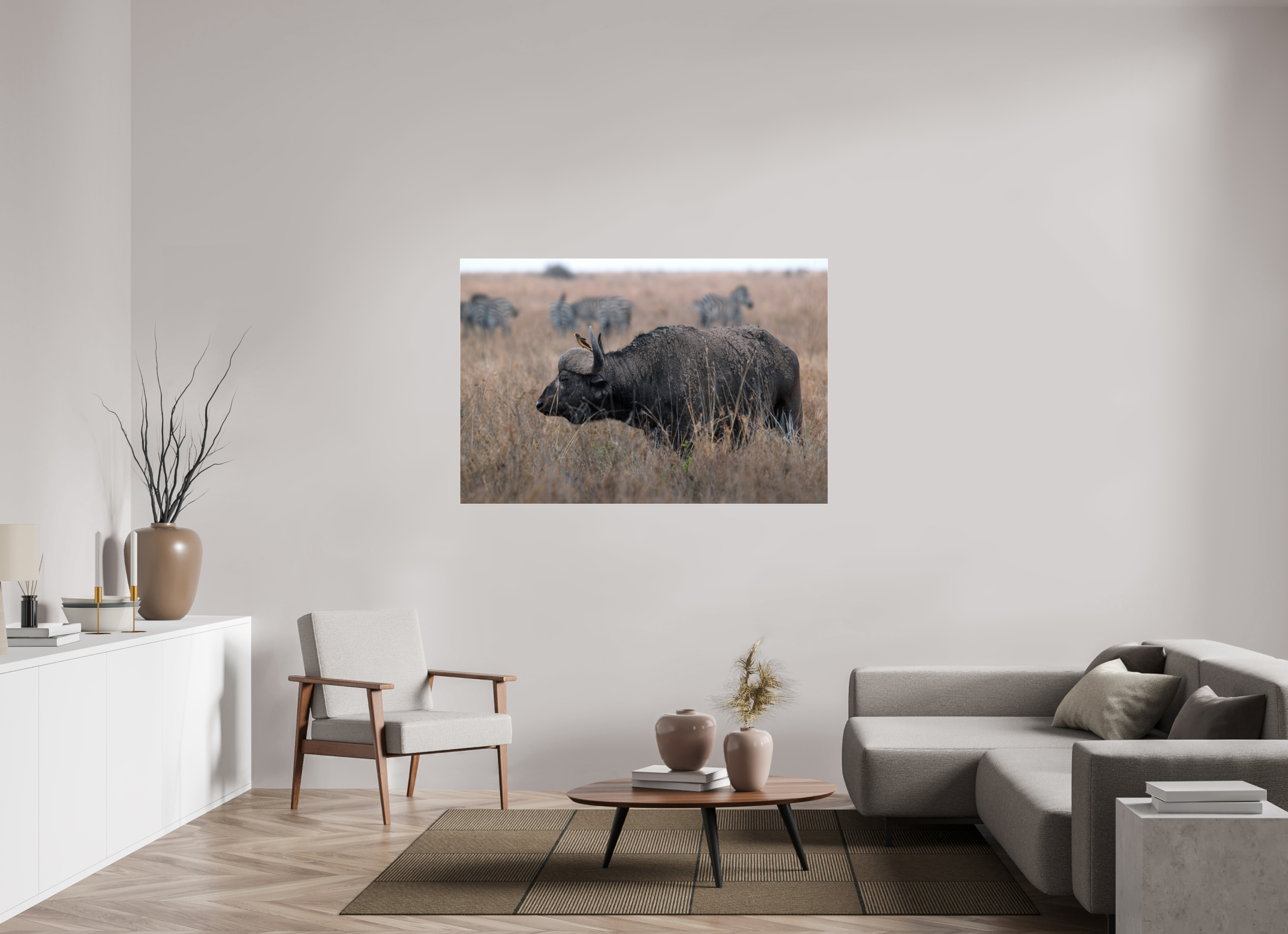 150 x 100 cm, Photo Print Under Acrylic Glass African Buffalo