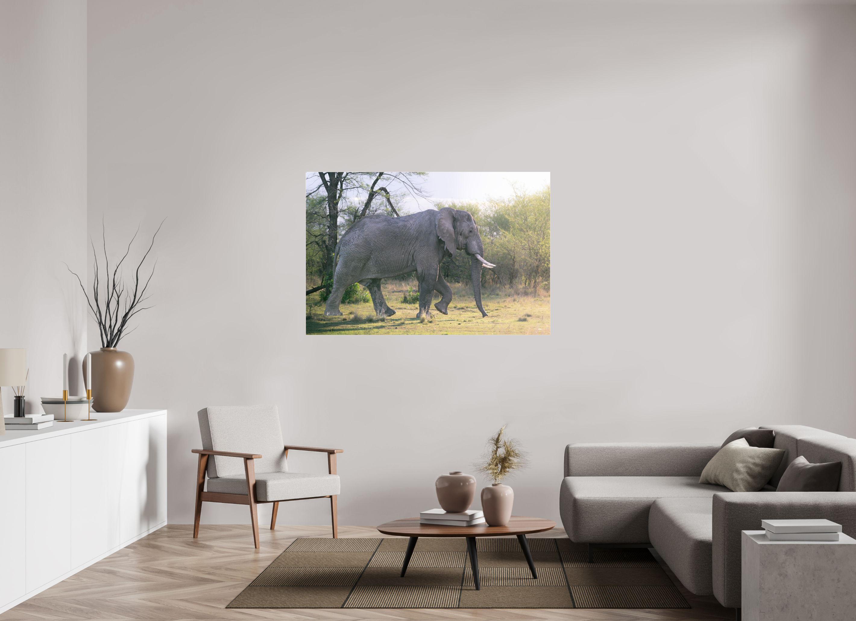150 x 100 cm, Photo Print Under Acrylic Glass Walking giant (no frame)