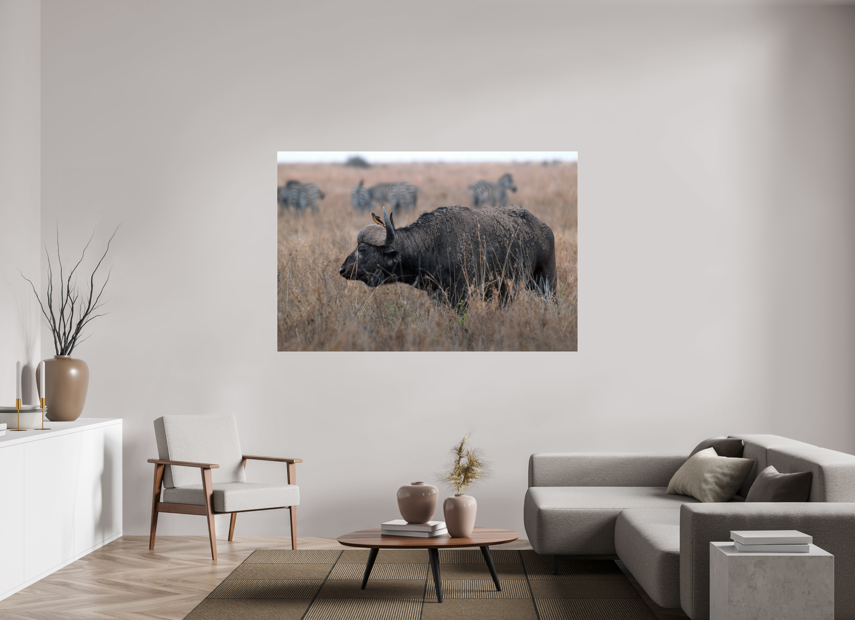 180 x 120 cm, Photo Print Under Acrylic Glass African Buffalo