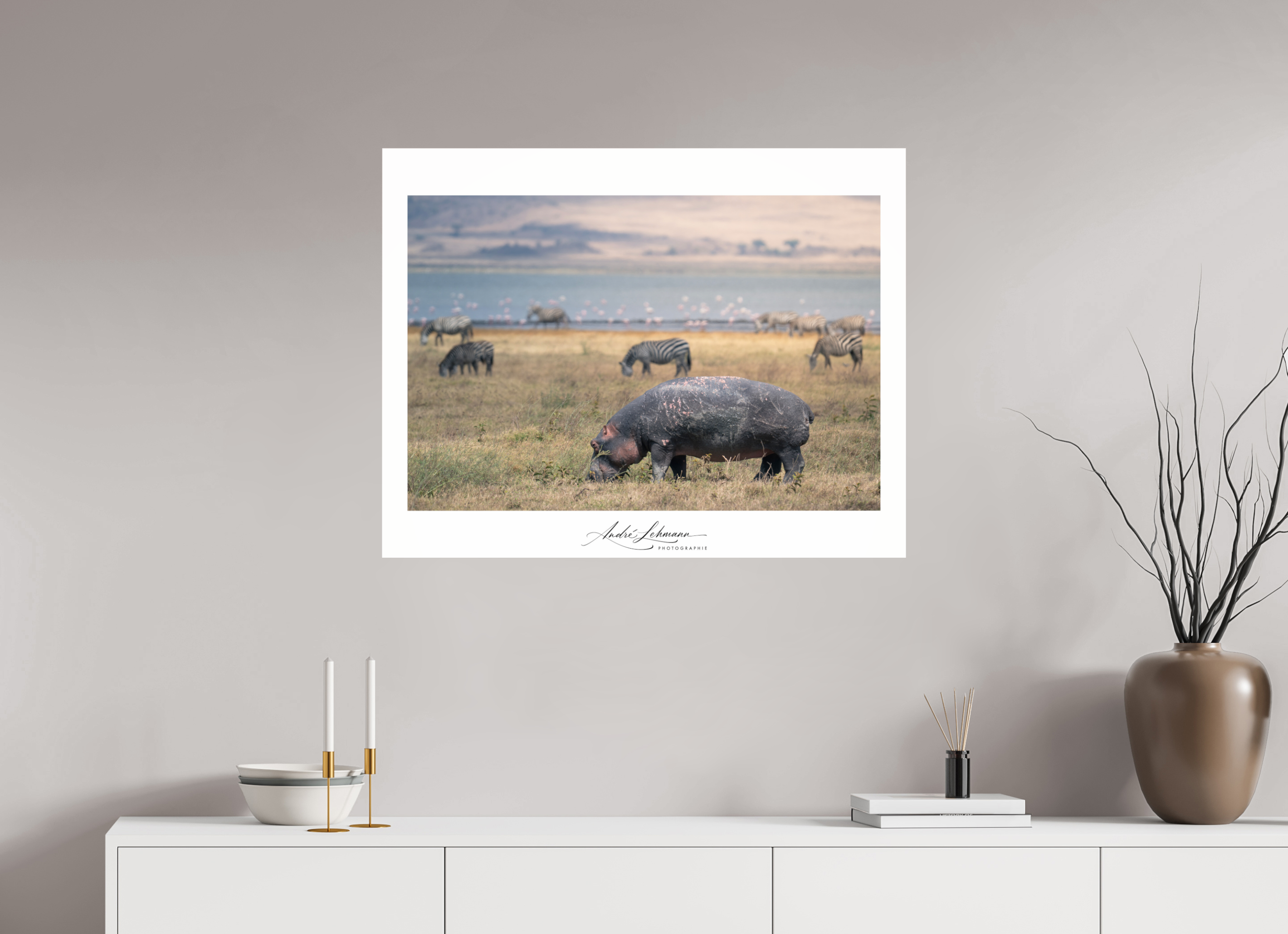 89.5 x 70 cm, Photo Print Under Acrylic Glass Hippo out of the water