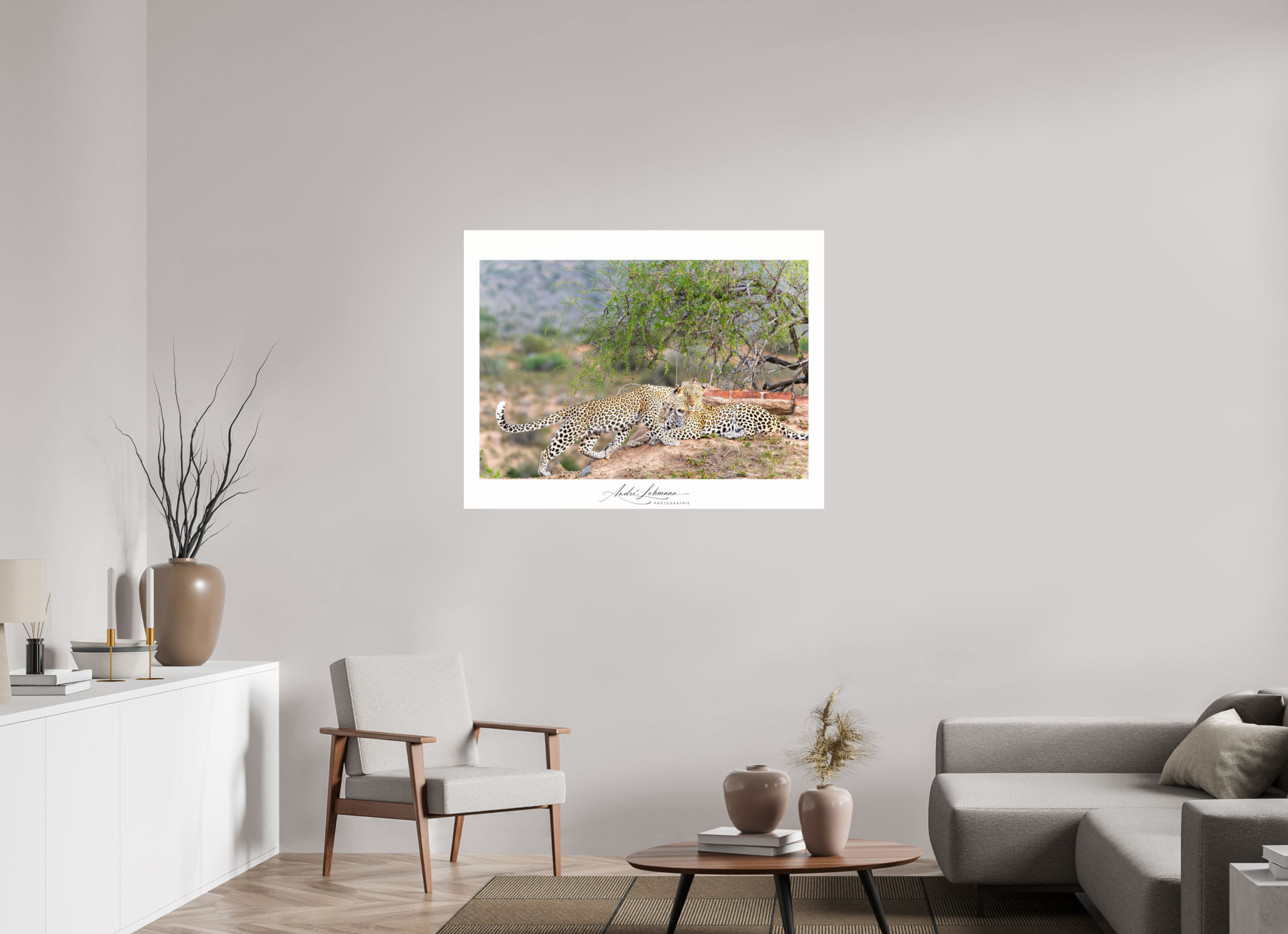 116.4 x 90 cm, Photo Print Under Acrylic Glass Two Leopards