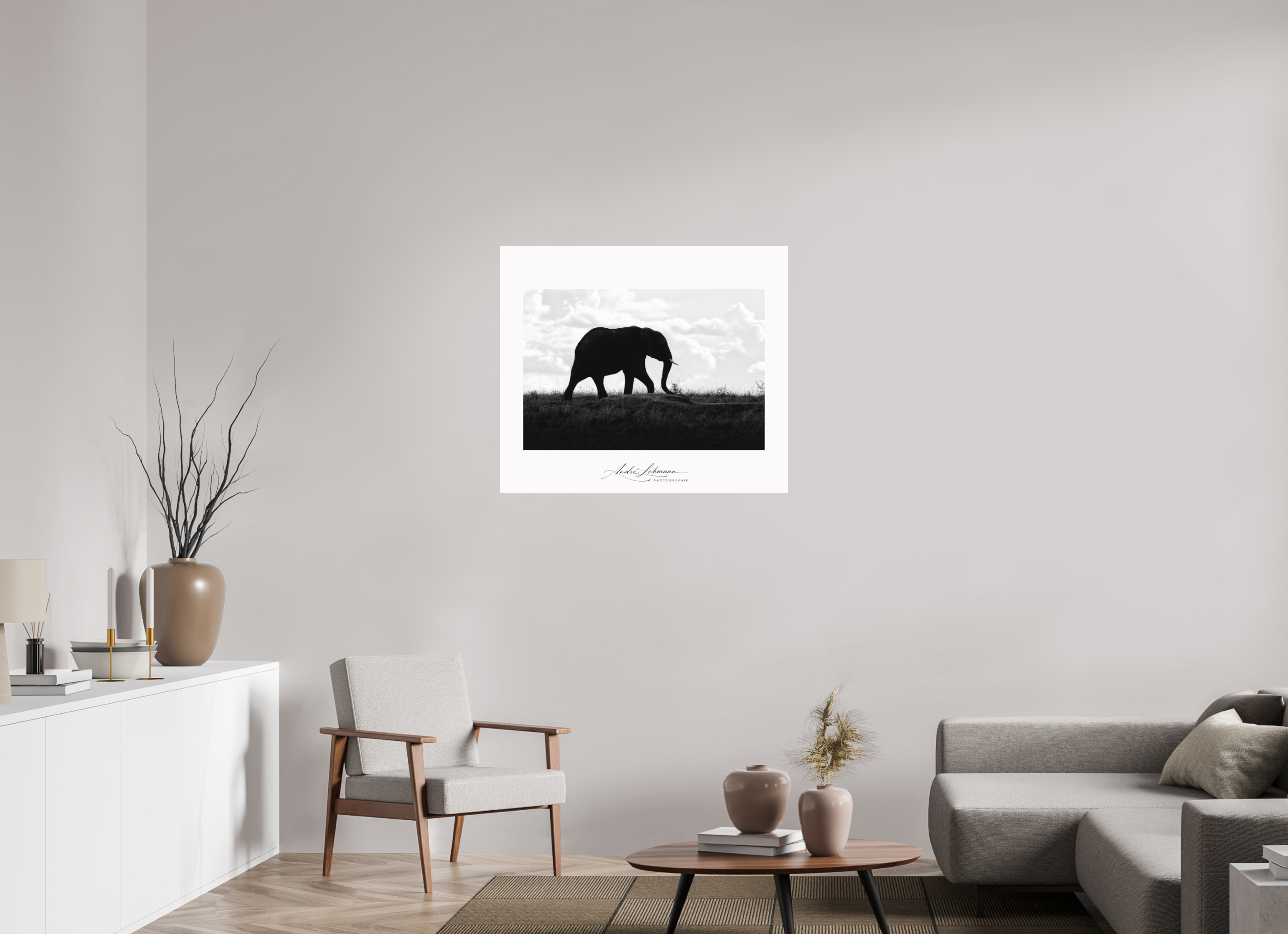 93 x 80 cm, Foto-Druck auf Alu-Dibond Elephant strolling