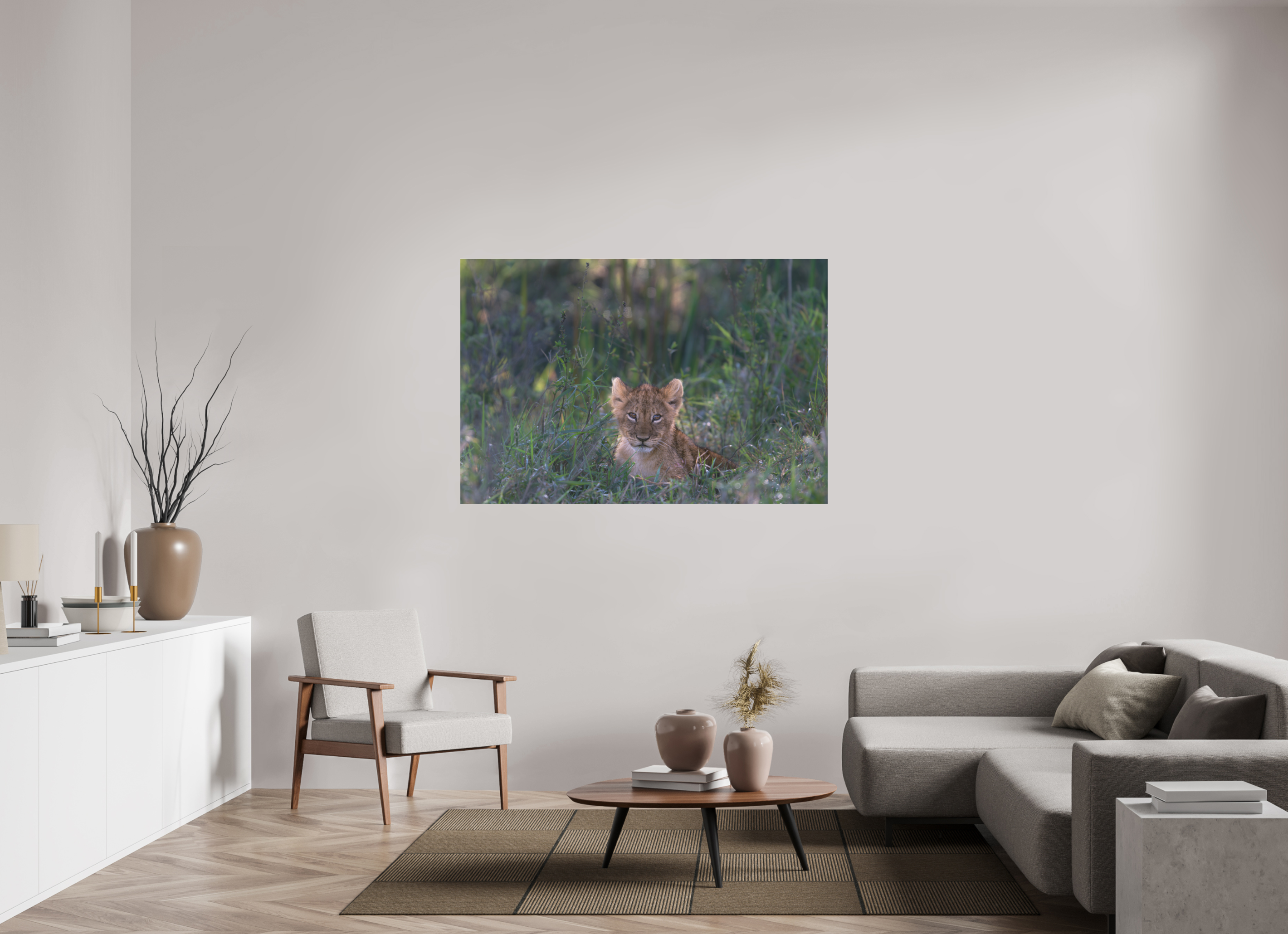 150 x 100 cm, Photo Print Under Acrylic Glass Lionb cub (no frame)