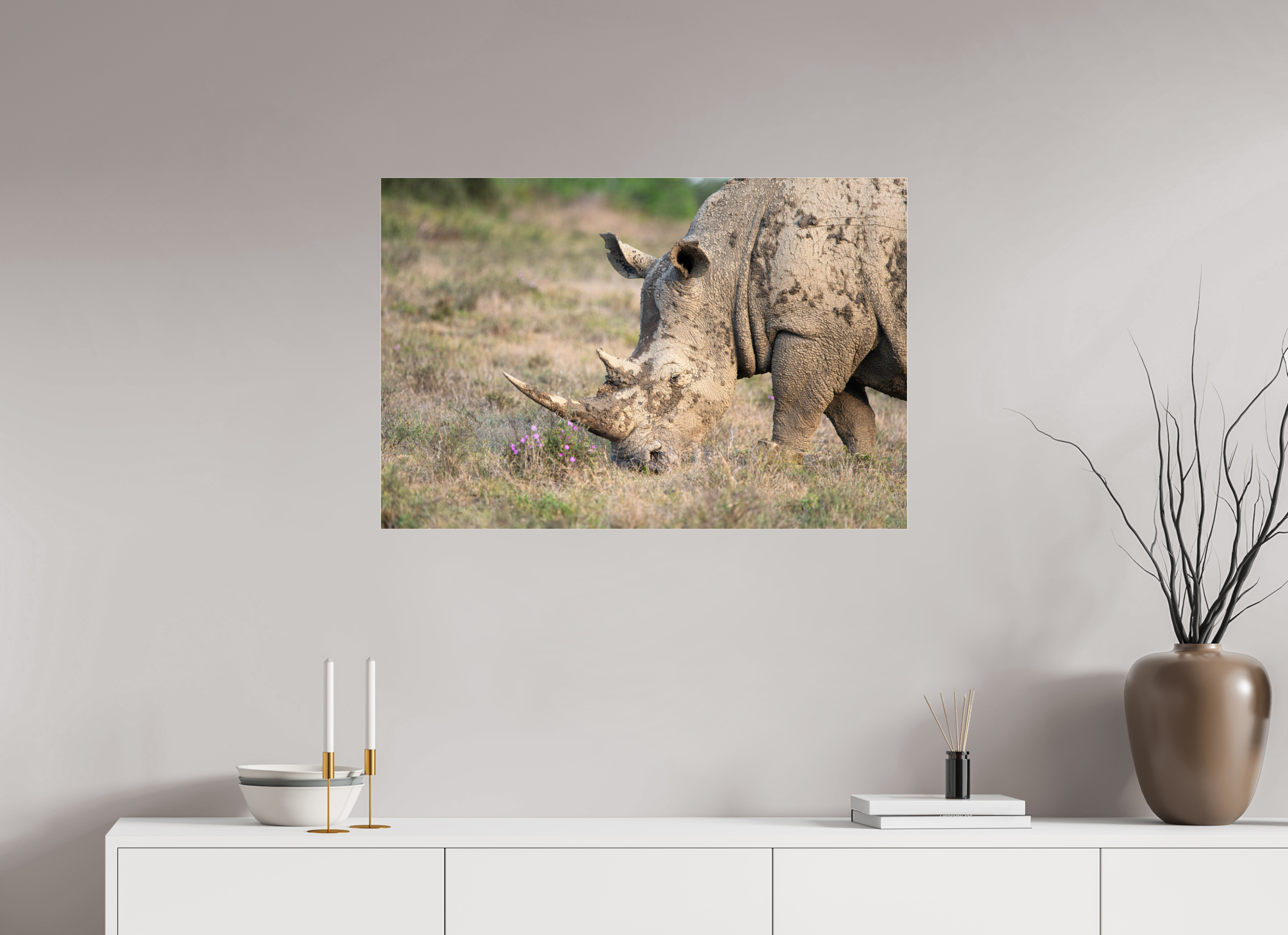 90 x 60 cm, Photo Print Under Acrylic Glass Rhino (no frame)