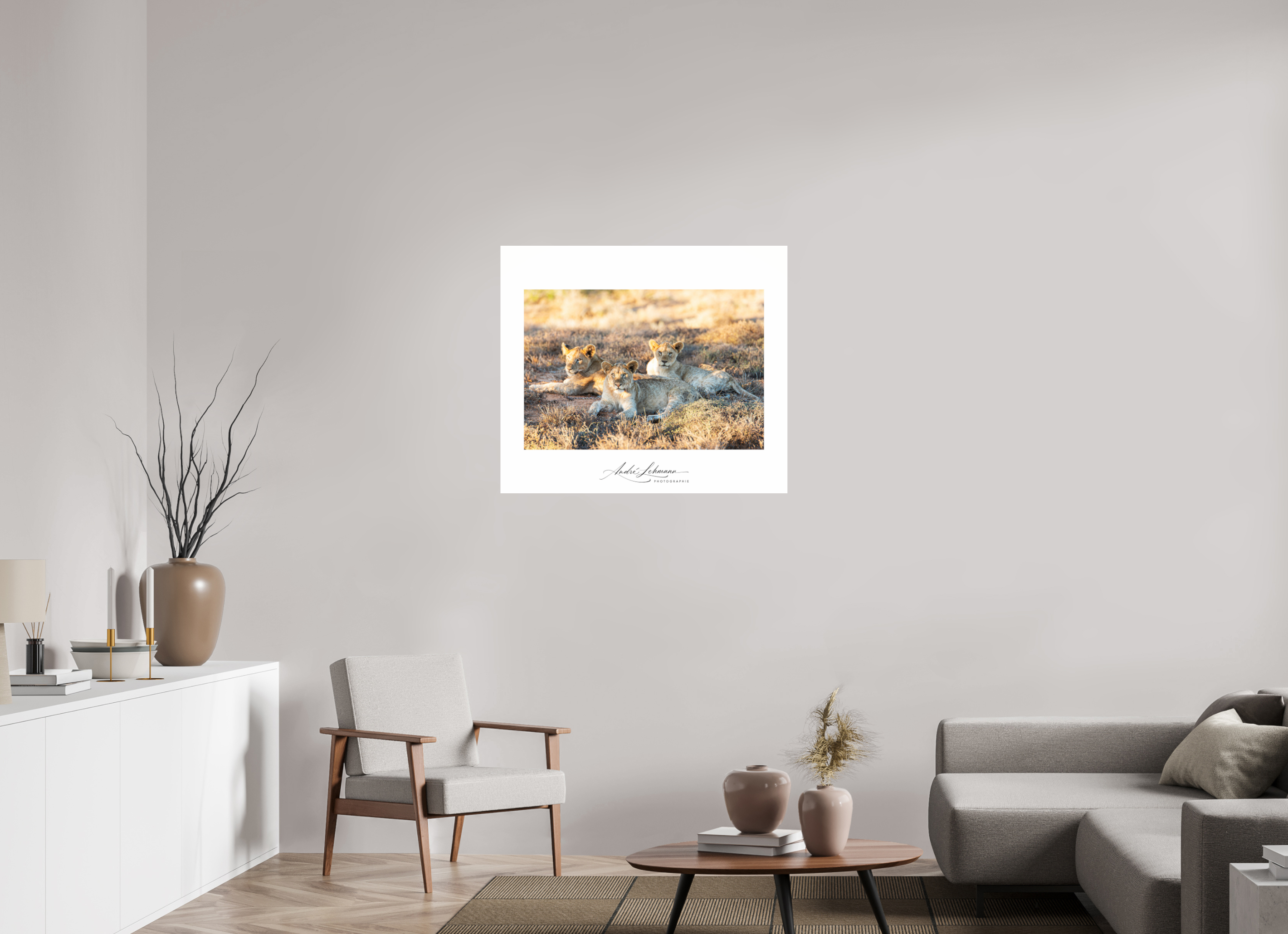 92.7 x 80 cm, Photo Print Under Acrylic Glass Lion Cubs