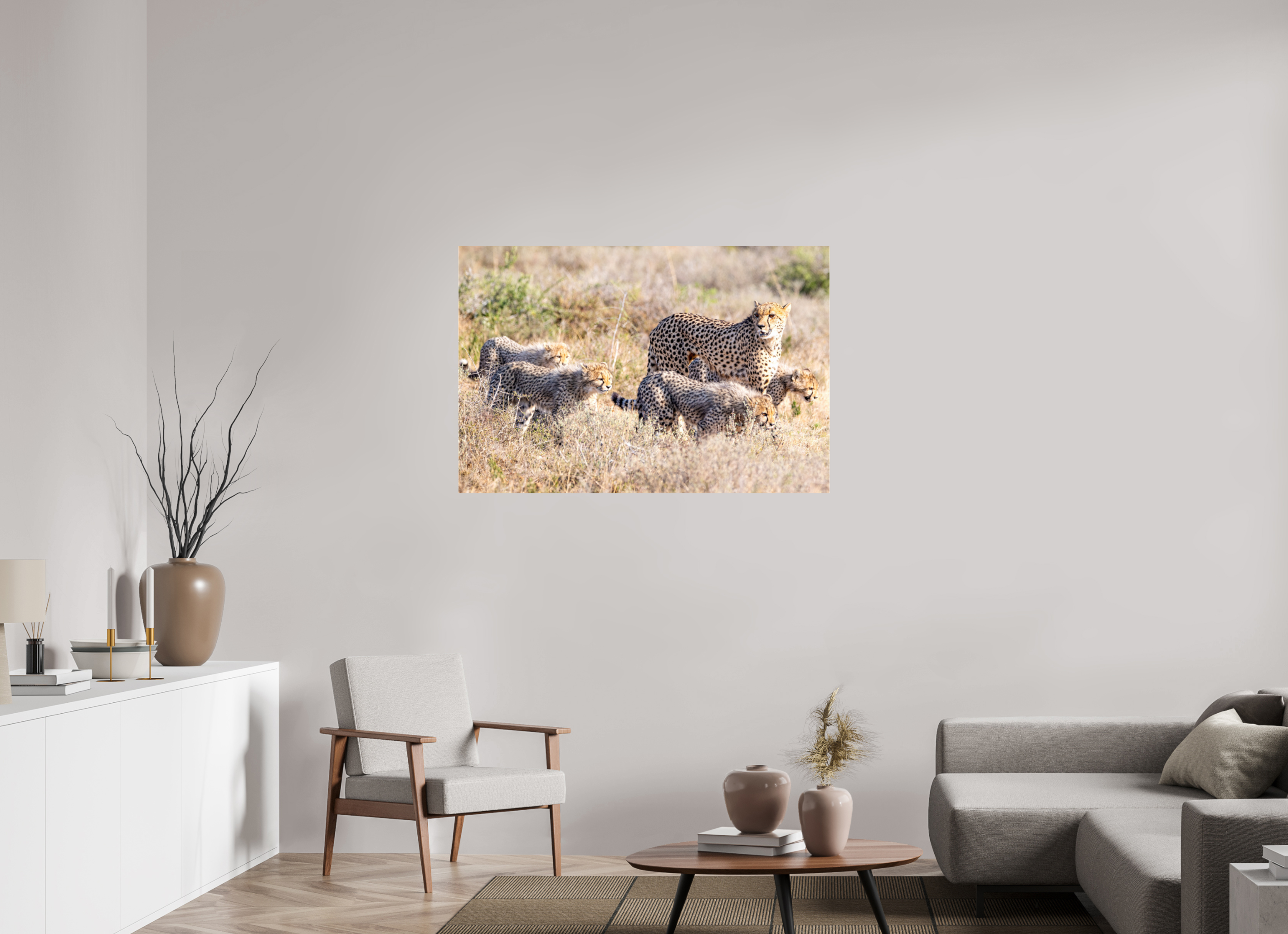 120 x 80 cm, Photo Print Under Acrylic Glass Cheetah and her cubs