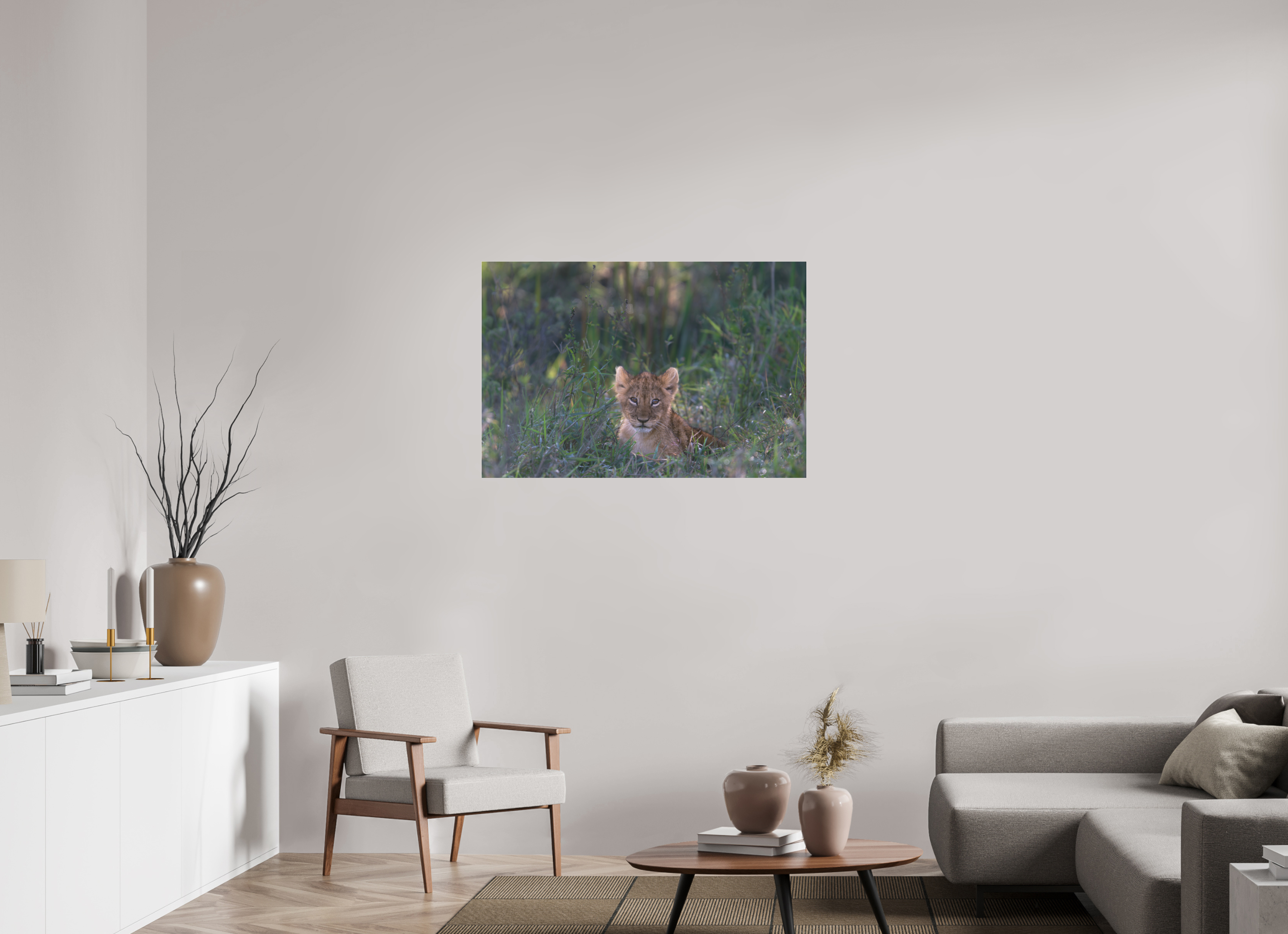 105 x 70 cm, Photo Print Under Acrylic Glass Lionb cub (no frame)
