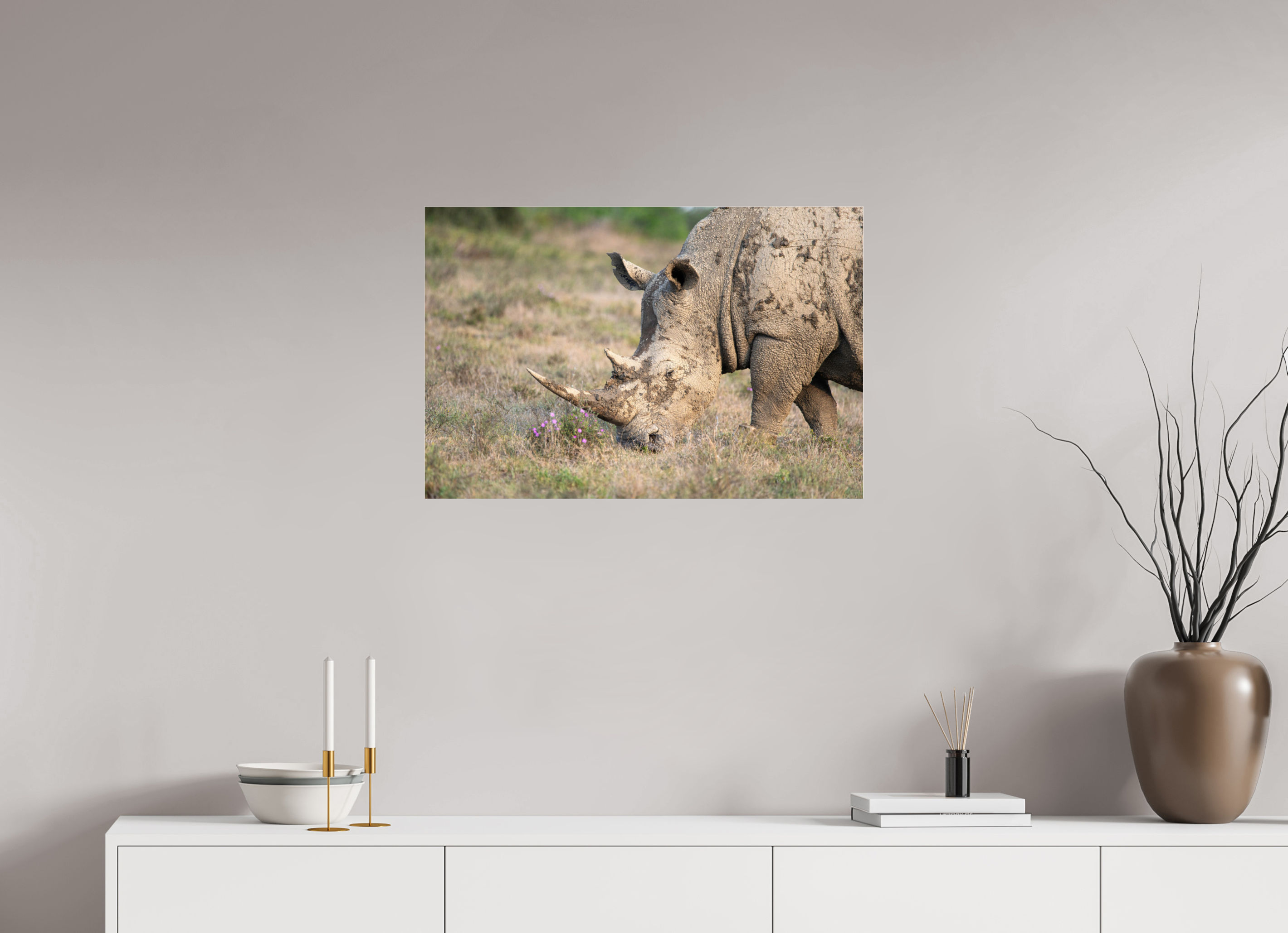 75 x 50 cm, Photo Print Under Acrylic Glass Rhino (no frame)