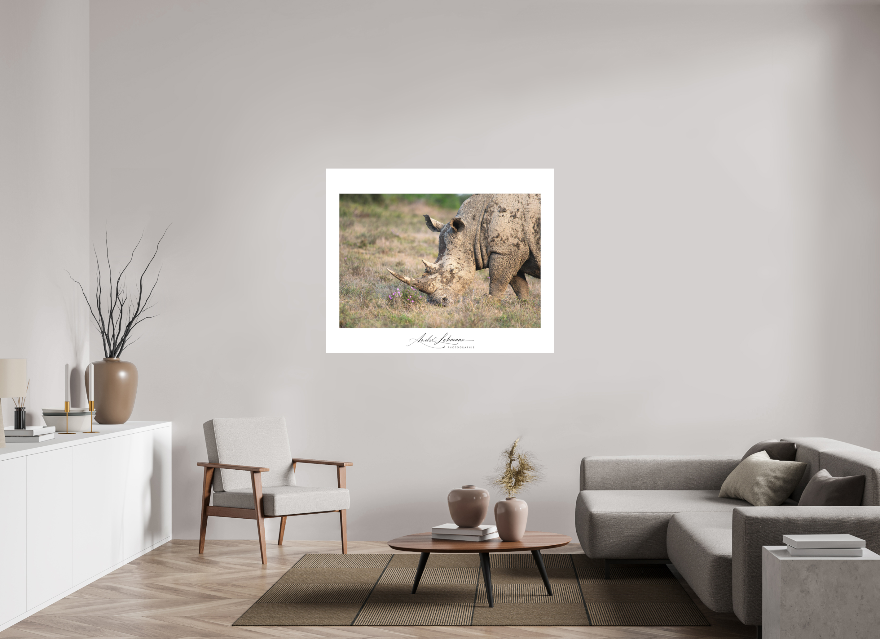 136.1 x 110 cm, Foto-Druck auf Alu-Dibond White Rhino (Alu Dibond)