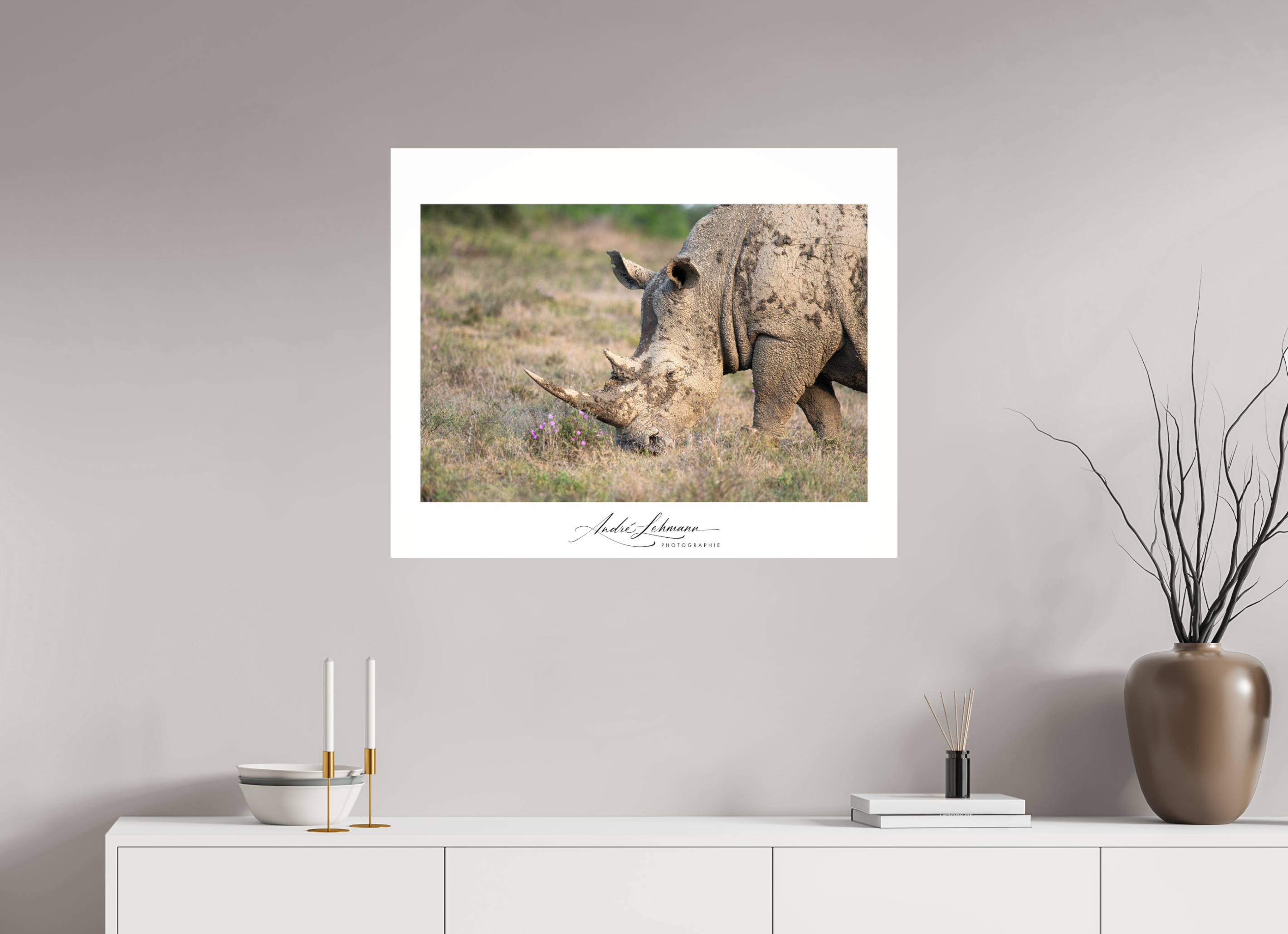 86.6 x 70 cm, Photo Print Under Acrylic Glass Rhino