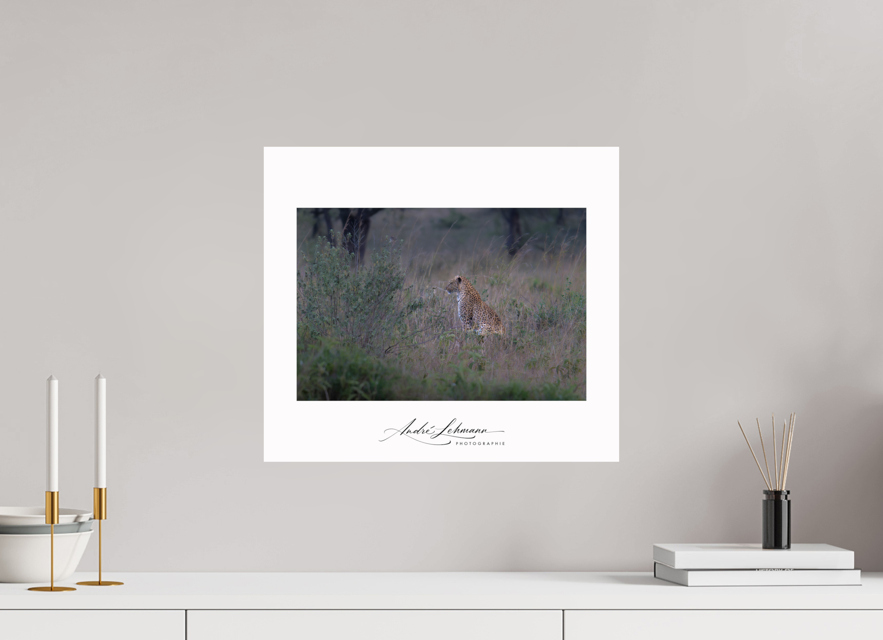 45.1 x 40 cm, Photo Print Under Acrylic Glass Leopard in high grass