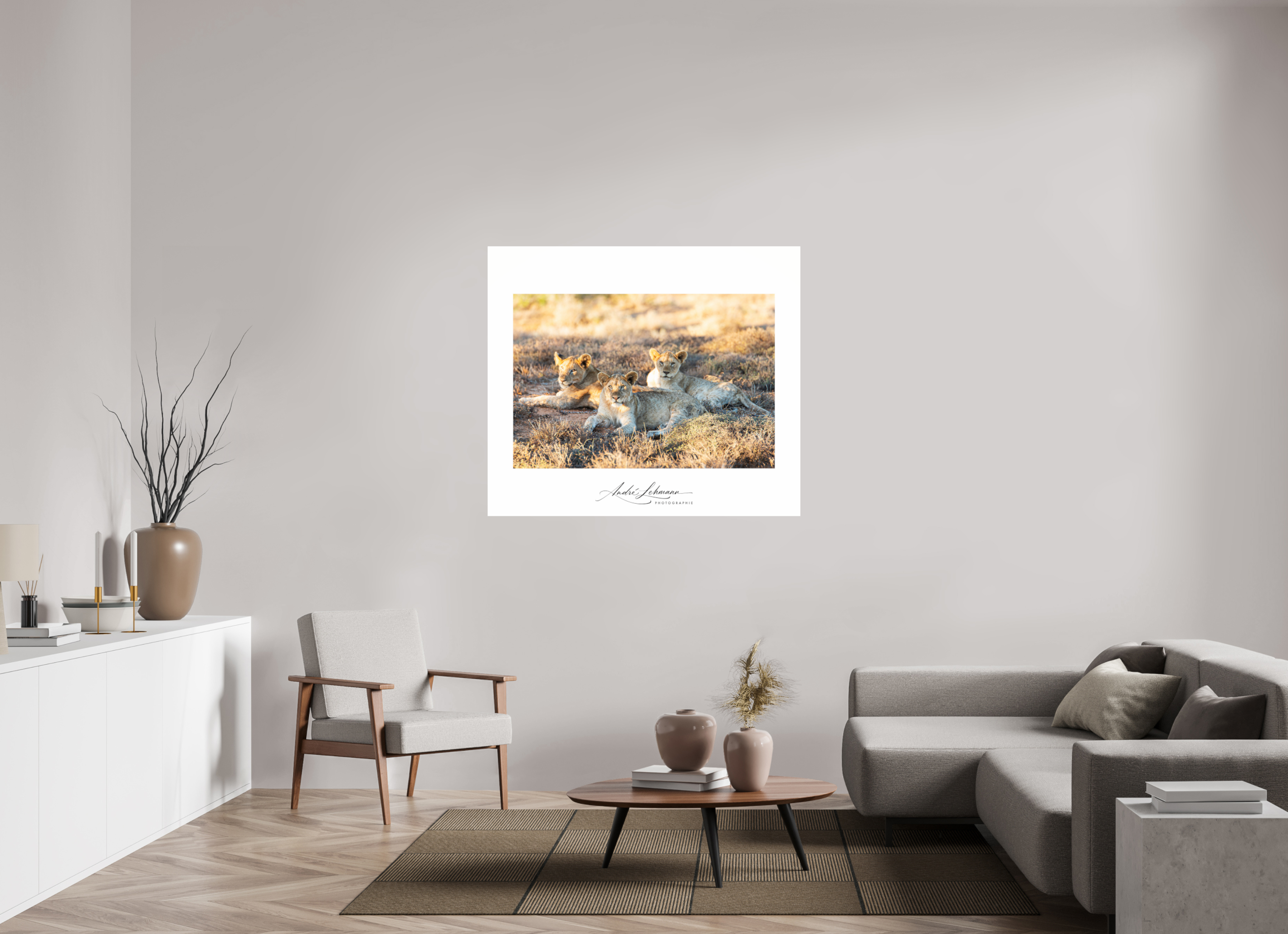 127.5 x 110 cm, Photo Print Under Acrylic Glass Lion Cubs