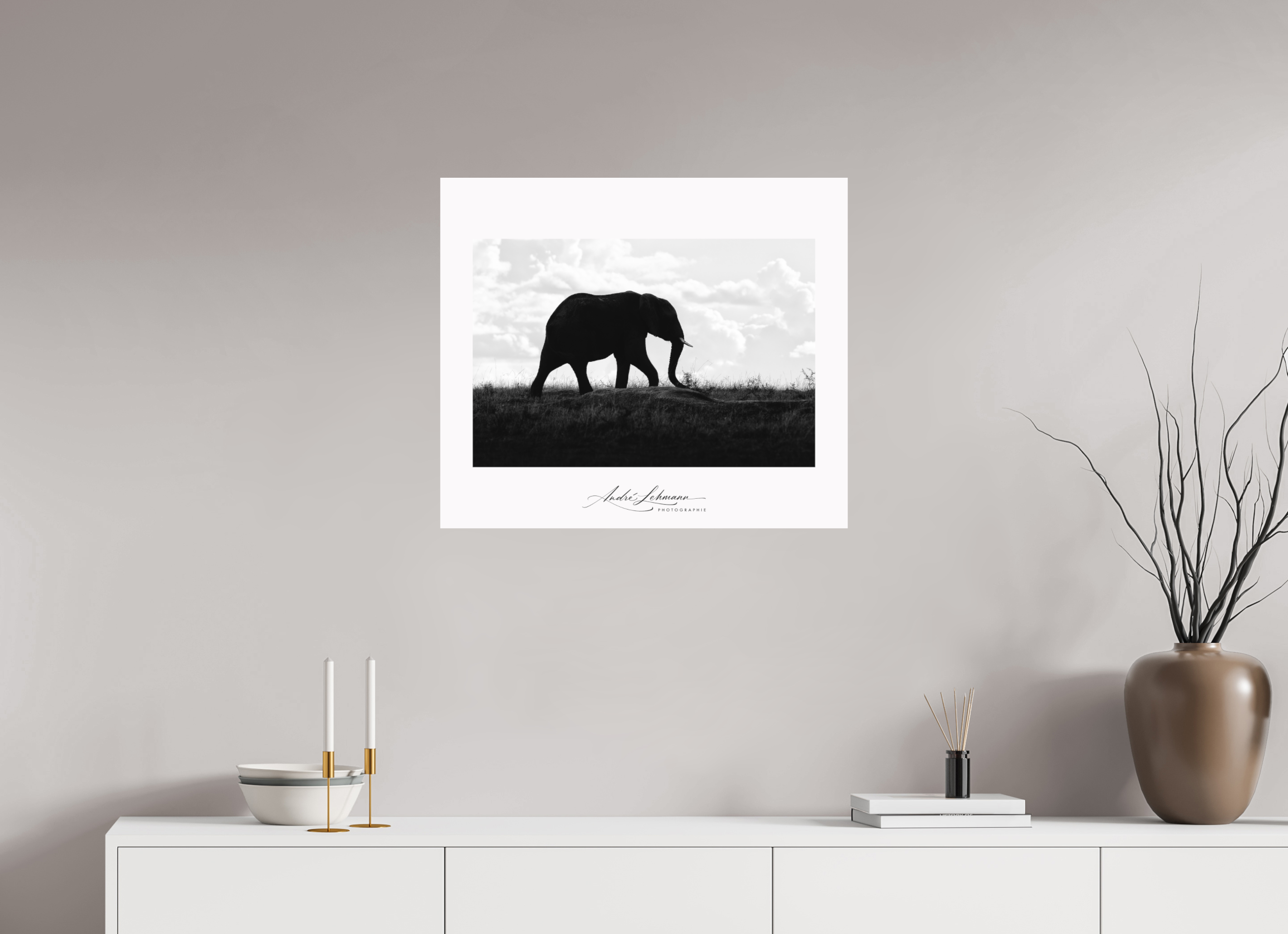 69.7 x 60 cm, Foto-Druck auf Alu-Dibond Elephant strolling