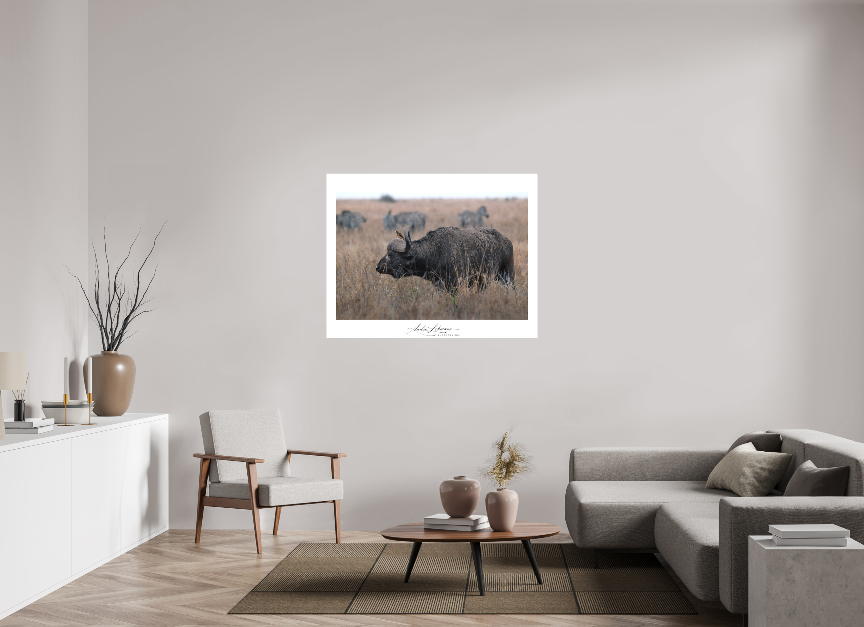 128.3 x 100 cm, Foto-Druck auf Alu-Dibond African Buffalo (Alu Dibond)